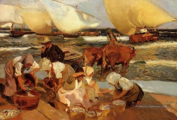  Afternoon Tableaux - Plage à Valence aka Afternoon Sun peintre Joaquin Sorolla